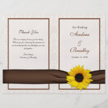 Programa floral del boda del damasco del girasol flyer personalizado