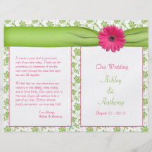 Programa floral del boda del Gerbera del verde ros Tarjeta Publicitaria