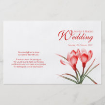Programa floral del boda del rojo anaranjado del a tarjeta publicitaria