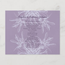 Programa floral púrpura polvoriento del boda tarjetón