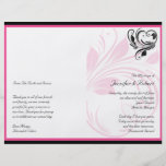 Programa floral rosado negro y oscuro del boda de  tarjeta publicitaria