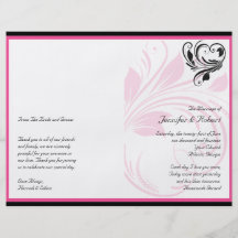 Programa floral rosado negro y oscuro del boda de  tarjeta publicitaria
