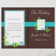 Programa floral verde del boda de Brown de la agua Flyer A Todo Color