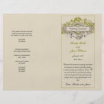 Programa floral verde del boda del vintage tarjetones