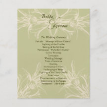 Programa floral verde oliva antiguo del boda tarjeton