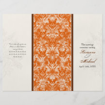 Programa formal anaranjado del boda de Fleur di Ly Tarjetas Informativas