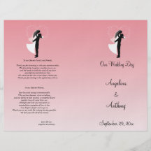 Programa formal del boda de la silueta rosada de O Tarjetones