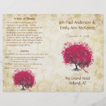 Programa fucsia caprichoso del boda del árbol de l tarjetón