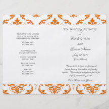 Programa gris anaranjado del boda del damasco del  tarjetas informativas