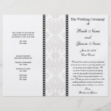 Programa gris negro del boda del damasco tarjetas informativas