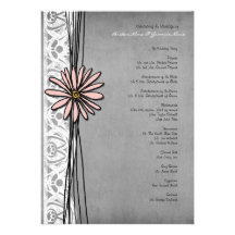 Programa gris y rosado del vintage de la margarita comunicados personalizados
