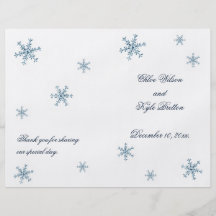 Programa helado del boda del copo de nieve del inv flyer personalizado
