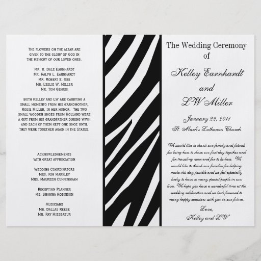 Programa intrépido del boda de la raya de la cebra tarjetones