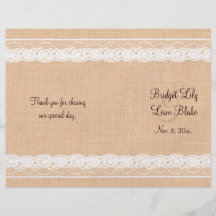 Programa ligero de la arpillera y del boda del cor flyer personalizado