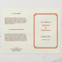Programa marrón anaranjado retro del boda del art  tarjetones