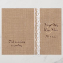 Programa medio de la arpillera y del boda del cord tarjetas informativas