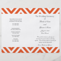 Programa moderno gris anaranjado del boda de Chevr Flyer Personalizado