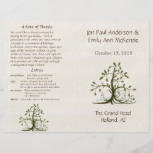 Programa musical del boda del árbol de Whispy Tarjetas Publicitarias