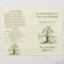 Programa musical del boda del árbol de Whispy Tarjeta Publicitaria