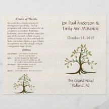Programa musical del boda del árbol de Whispy Tarjetas Informativas