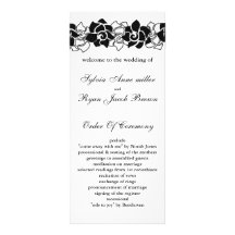 programa negro floral del boda tarjetas publicitarias