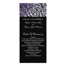 programa negro púrpura del boda tarjetas publicitarias