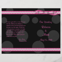 Programa negro rosado del boda del arco de la cint flyer personalizado