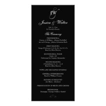 Programa negro y blanco del boda del monograma lona personalizada