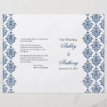 Programa plegable del boda del damasco blanco de l tarjeton