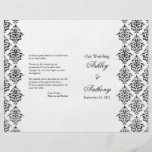 Programa plegable del boda del damasco blanco y ne tarjetas informativas