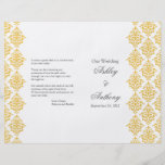 Programa plegable del boda del damasco gris amaril flyer a todo color