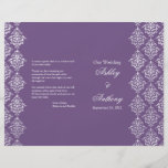 Programa plegable del boda del damasco púrpura y b tarjetas informativas