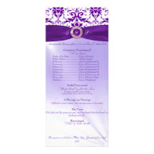 Programa púrpura de la ceremonia de boda tarjetas publicitarias personalizadas