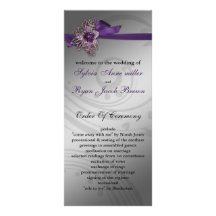 Programa púrpura del boda de la FALSA cinta Tarjeta Publicitaria A Todo Color