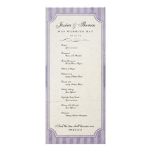 Programa púrpura del boda de la lila de encargo de anuncio
