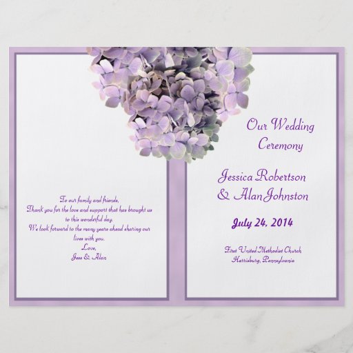 Programa púrpura del boda de la plantilla del Hydr Tarjetas Publicitarias