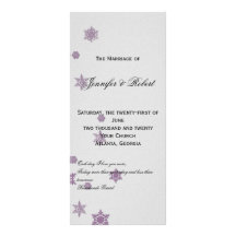 Programa púrpura del boda de los copos de nieve de lona personalizada