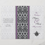 Programa púrpura del boda del damasco de la berenj tarjetones