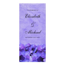 Programa púrpura del boda del Hydrangea Tarjeta Publicitaria Personalizada