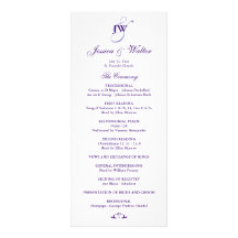 Programa púrpura del boda del monograma diseños de tarjetas publicitarias