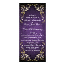 programa real púrpura rústico del boda diseño de tarjeta publicitaria