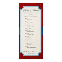 Programa rojo del encanto del vintage y azul de en invitacion personal 
