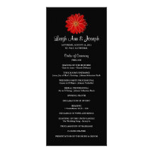 Programa rojo elegante del boda de la margarita de comunicados personales 