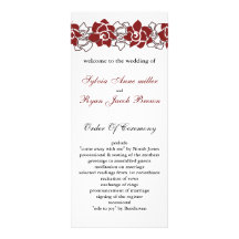 programa rojo floral del boda diseño de tarjeta publicitaria