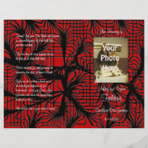 Programa rojo y negro del boda de la foto de Spide Tarjetas Publicitarias