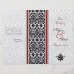 Programa rojo y negro del boda del damasco flyer personalizado