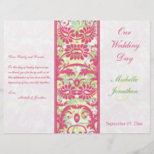 Programa rosado, blanco, verde, amarillo del boda  tarjetas publicitarias