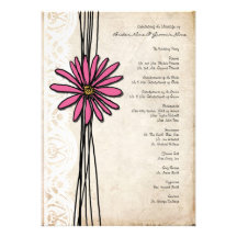 Programa rosado brillante del boda de la margarita comunicados