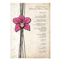 Programa rosado brillante del boda de la orquídea  invitacion personalizada