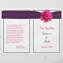Programa rosado del boda de la margarita del Gerbe Flyer Personalizado